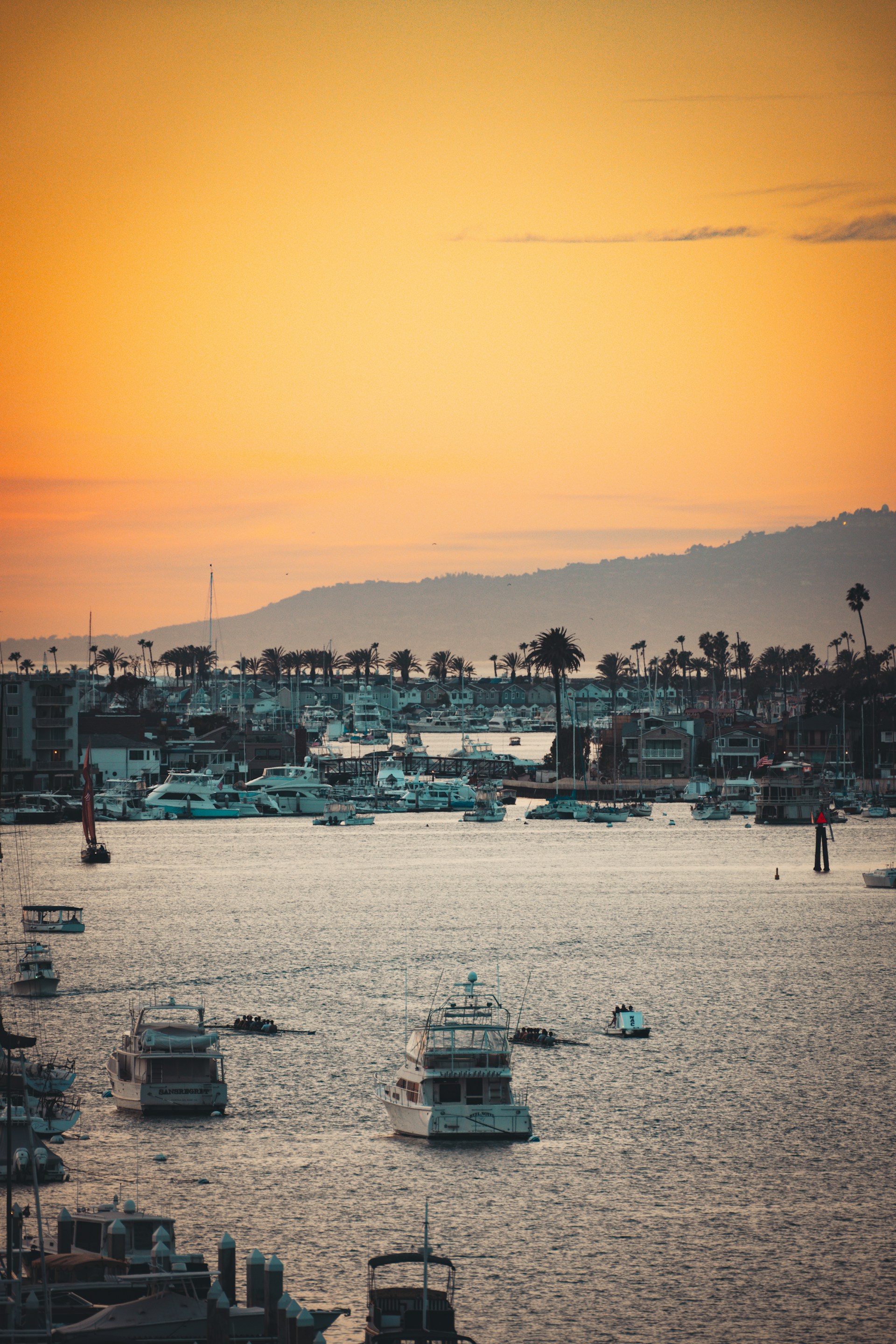 Newport Harbor at dusk